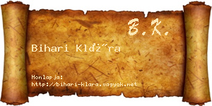 Bihari Klára névjegykártya