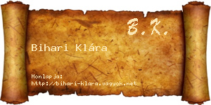 Bihari Klára névjegykártya